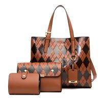 Women's Medium Pu Leather Solid Color Vintage Style Square Zipper Bag Sets sku image 3