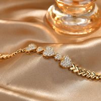 Copper Elegant Shiny Patchwork Inlay Leaf Infinity Heart Shape Zircon Bracelets main image 5
