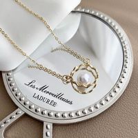 Elegant Simple Style Round Alloy Plating Inlay Artificial Pearls Gold Plated Women's Necklace main image 4