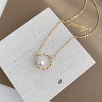 Elegant Simple Style Round Alloy Plating Inlay Artificial Pearls Gold Plated Women's Necklace main image 2