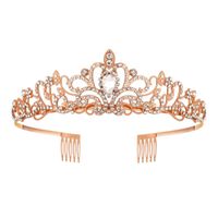 Women's Lady Crown Metal Inlay Artificial Crystal Crown sku image 5