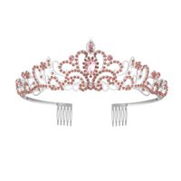 Women's Lady Crown Metal Inlay Artificial Crystal Crown main image 3