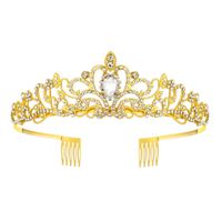 Women's Lady Crown Metal Inlay Artificial Crystal Crown sku image 4