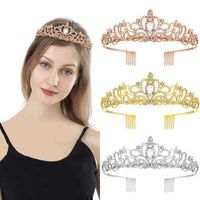 Women's Lady Crown Metal Inlay Artificial Crystal Crown main image 1
