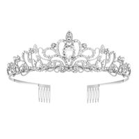 Women's Lady Crown Metal Inlay Artificial Crystal Crown sku image 3