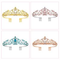 Women's Lady Crown Metal Inlay Artificial Crystal Crown main image 2