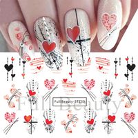 Valentine's Day Sweet Cartoon Heart Shape Stickers Nail Patches 1 Piece sku image 7