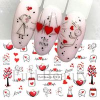 Valentine's Day Sweet Cartoon Heart Shape Stickers Nail Patches 1 Piece sku image 11