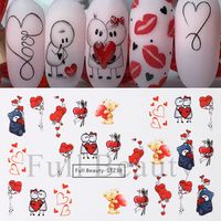 Valentine's Day Sweet Cartoon Heart Shape Stickers Nail Patches 1 Piece sku image 15