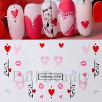 Valentine's Day Sweet Cartoon Heart Shape Stickers Nail Patches 1 Piece sku image 8