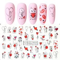 Valentine's Day Sweet Cartoon Heart Shape Stickers Nail Patches 1 Piece sku image 4