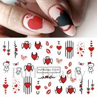 Valentine's Day Sweet Cartoon Heart Shape Stickers Nail Patches 1 Piece sku image 12