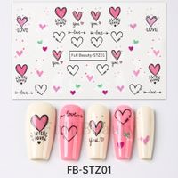 Valentine's Day Sweet Cartoon Heart Shape Stickers Nail Patches 1 Piece sku image 1