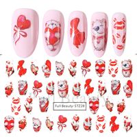 Valentine's Day Sweet Cartoon Heart Shape Stickers Nail Patches 1 Piece sku image 5