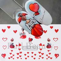 Valentine's Day Sweet Cartoon Heart Shape Stickers Nail Patches 1 Piece sku image 13