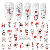 Valentine's Day Sweet Cartoon Heart Shape Stickers Nail Patches 1 Piece sku image 2
