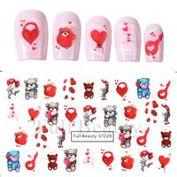 Valentine's Day Sweet Cartoon Heart Shape Stickers Nail Patches 1 Piece sku image 6
