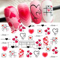 Valentine's Day Sweet Cartoon Heart Shape Stickers Nail Patches 1 Piece sku image 10