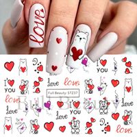 Valentine's Day Sweet Cartoon Heart Shape Stickers Nail Patches 1 Piece sku image 14