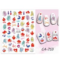 Valentine's Day Cute Heart Shape Rose Flower Pvc Nail Patches 1 Piece sku image 17