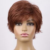 Women's Casual Simple Style Holiday Home High Temperature Wire Side Fringe Short Curly Hair Wigs sku image 1