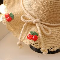 Children Unisex Cute Sweet Flower Flowers Ruffles Straw Hat main image 4
