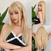 Women's Simple Style Casual Carnival Stage High Temperature Wire Bangs Long Curly Hair Wig Net sku image 7