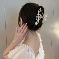 Women's Elegant Notes Alloy Plating Inlay Artificial Pearls Rhinestones Hair Claws main image 4