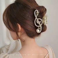 Women's Elegant Notes Alloy Plating Inlay Artificial Pearls Rhinestones Hair Claws sku image 2