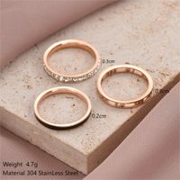 304 Stainless Steel 14K Gold Plated Rose Gold Plated IG Style Roman Style Shiny Enamel Plating Inlay Solid Color Roman Numeral Zircon Rings main image 2