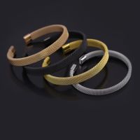 Simple Style Mesh Titanium Steel Plating Unisex Cuff Bracelets main image 1
