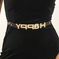 Streetwear Letter Pu Leather Alloy Women's Chain Belts sku image 3