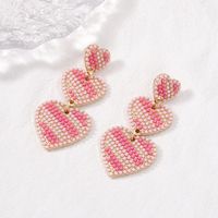 1 Pair Cute Sweet Heart Shape Inlay Alloy Artificial Pearls Rhinestones Drop Earrings main image 4