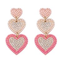 1 Paar Süß Süss Herzform Inlay Legierung Künstliche Perlen Strasssteine Tropfenohrringe sku image 2