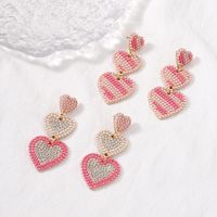 1 Pair Cute Sweet Heart Shape Inlay Alloy Artificial Pearls Rhinestones Drop Earrings main image 1