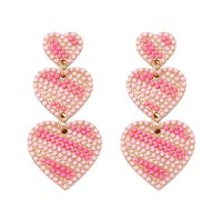 1 Pair Cute Sweet Heart Shape Inlay Alloy Artificial Pearls Rhinestones Drop Earrings sku image 1