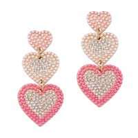 1 Paar Süß Süss Herzform Inlay Legierung Künstliche Perlen Strasssteine Tropfenohrringe main image 3