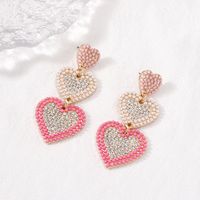 1 Pair Cute Sweet Heart Shape Inlay Alloy Artificial Pearls Rhinestones Drop Earrings main image 2