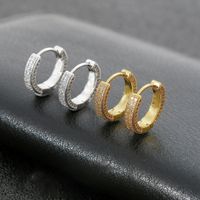 1 Pair Simple Style Round Plating Inlay Brass Zircon Earrings main image 1