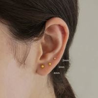 3 Pairs Cute Simple Style Classic Style Solid Color Plating 304 Stainless Steel 14K Gold Plated Ear Studs main image 1