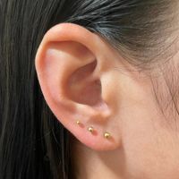 3 Pairs Cute Simple Style Classic Style Solid Color Plating 304 Stainless Steel 14K Gold Plated Ear Studs main image 5