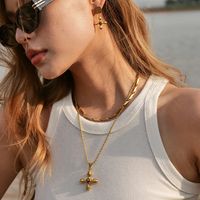 Ig Style Retro Cross Alloy Plating Inlay Resin Women's Earrings Necklace main image 1