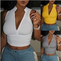 Women's Vest Tank Tops Zipper Streetwear Solid Color main image 1