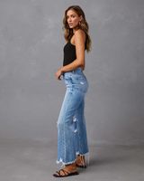 Women's Daily Basic Streetwear Solid Color Full Length Ripped Flared Pants Jeans main image 2