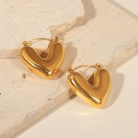 Casual Elegant Simple Style Heart Shape Titanium Steel Plating 18k Gold Plated Earrings Necklace main image 6
