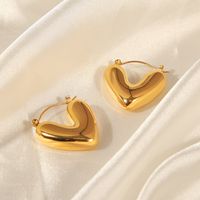 Casual Elegant Simple Style Heart Shape Titanium Steel Plating 18k Gold Plated Earrings Necklace main image 7