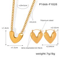 Casual Elegant Simple Style Heart Shape Titanium Steel Plating 18k Gold Plated Earrings Necklace main image 2
