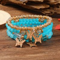 Casual Retro Butterfly Arylic Alloy Rope Gem Pearl Beads Unisex Drawstring Bracelets sku image 11