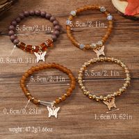 Casual Retro Butterfly Arylic Alloy Rope Gem Pearl Beads Unisex Drawstring Bracelets main image 2