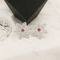 1 Pair Luxurious Snowflake Plating Inlay Copper Zircon White Gold Plated Ear Studs main image 1